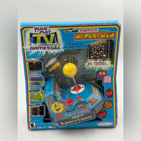 Jakks Pacific Namco Ms. Pac-Man Plug & Play 5 Games In 1  Joystick TV Games BOX